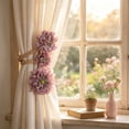 thumbnail image 4 of Linnome Faux Flower Jute Rope Curtain Tieback Handmade Bendable Fabric Flower Drape Holdback No Drill Decor for Living Room and Bedroom Boho Farmhouse Style 15.75x3.15in, 4 of 6