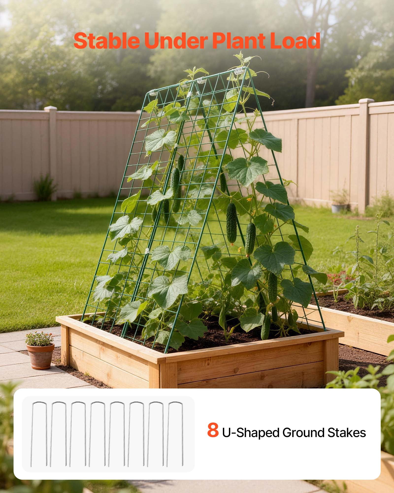 VEVOR Cucumber Trellis 4 Pack, A-Frame Garden Trellises for Raised Bed, Metal Rustproof Coating Plant Support for Vine, Climbing Plants, Peas, Beans, Zucchini, Tomato, Flower(46.06 x 16.93 in x 4PCS)