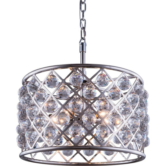 Pendant Lamp MADISON 6-Light Polished Nickel Clear Crystal Royal Cut New EL-3312