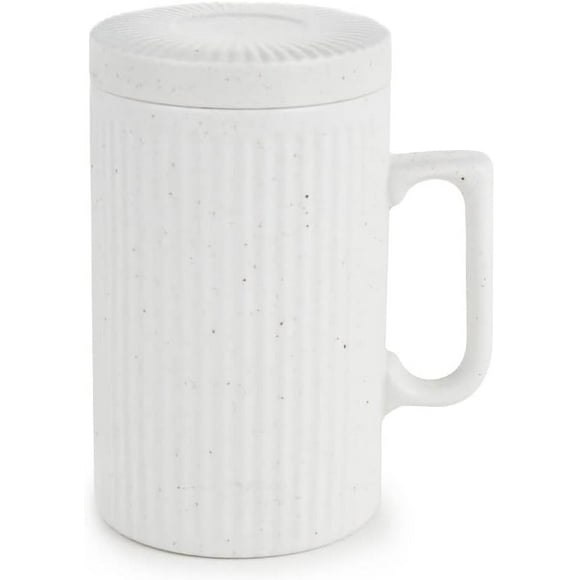 shiyou-Coffee Mug with Lid, 16oz Coffee mug and Tea cup with Coaster - Suitable for Dishwasher and Microwave (White)