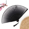 thumbnail image 4 of Hand Fans for Women, Hand Fan Foldable, 9 in Silk Fabric, Purple Butterfly, Cherry Blossom Branches, Portable Carry, Summer Outings, Black Tassel, 1 Pc, 4 of 8