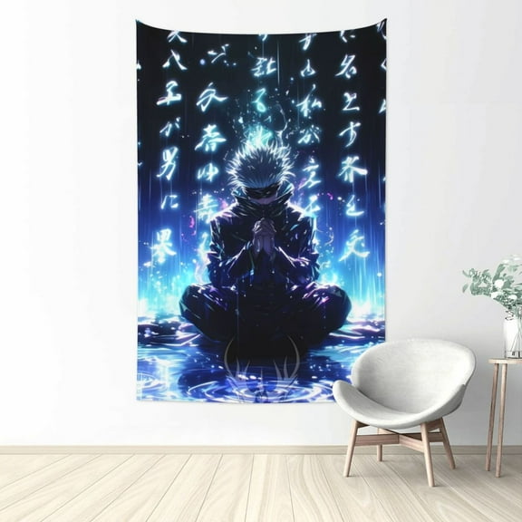 Jujutsu Kaisen Satoru Gojo Tapestry Wall Hanging Home Decoration Wall Blanket Dormitory Living Room Bedroom Backdrop Poster( 60x40inch)