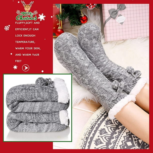 Slipper Socks Grippers Fuzzy Socks Women Non Slip Christmas Socks