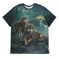 thumbnail image 3 of LAOLIUSN Men's Wolf Print T-Shirt, Moon Forest Graphic Tee, S-4XL, 3 of 7