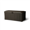 thumbnail image 2 of Suncast 72 Gallon Resin Wicker Outdoor Patio Storage Deck Box, Brown (2 Pack), 2 of 9