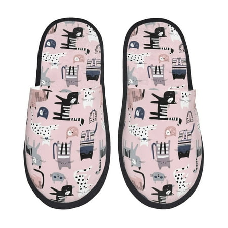 Balery Cat Slient Indoor Furry Fleece Comfort House Shoes Soft Non-Slip Home Shoes Cotton slippers House Slippers-- Medium