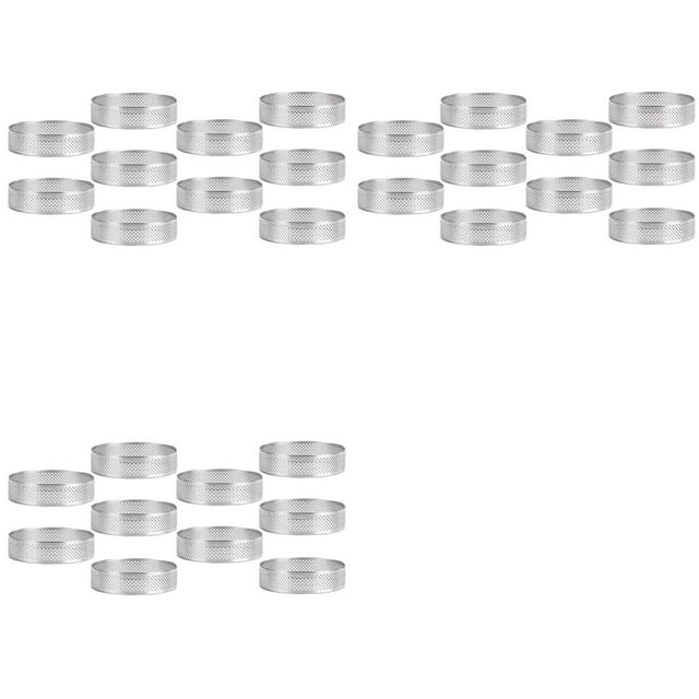 30 Piezas de Anillos Circulares para Tartas de 9 cm con Agujeros, de Acero Inoxidable, para Postres, Tartas, Frutas, Quiches, Pasteles, Mousse, Moldes para Hornear en la Cocina