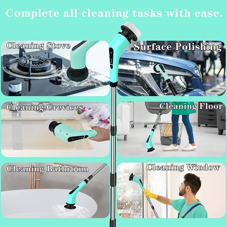 Electric Spin Scrubber, Cordless Bathroom Scrubber with Long Handle, Shower  Scrubber for Cleaning with 7 Brush Heads, Power Scrubber Suitable for