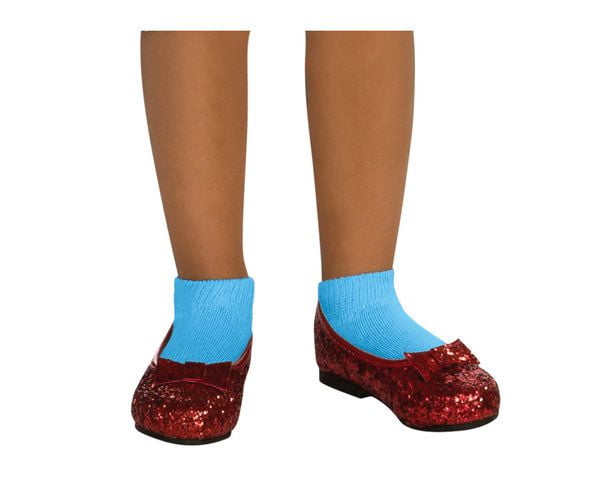 Girls Red Sparkly Glitter Heeled Shoes Socks Hair Set Dorothy WOZ Dressing Up 