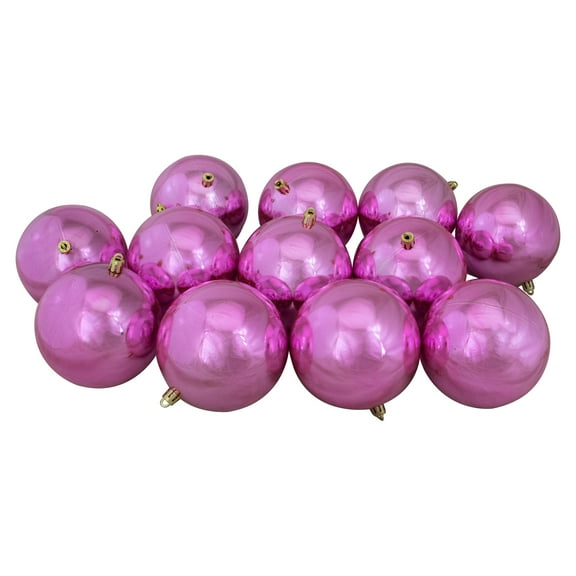 Northlight 12ct Shiny Magenta Pink Shatterproof Christmas Ball Ornaments 4" (100mm)