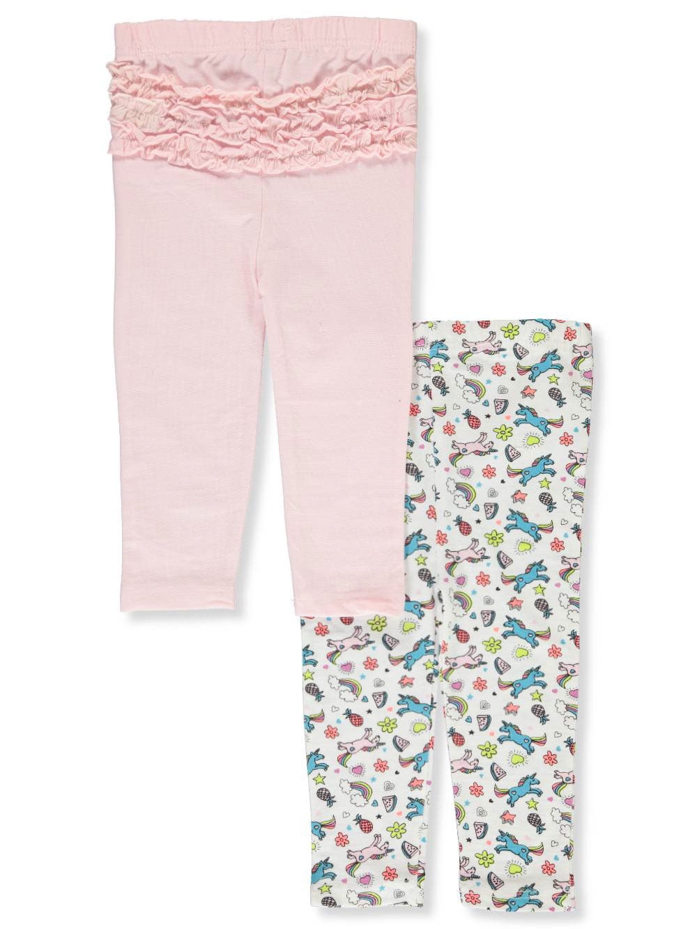Quiltex Girls 2 Pack Printed Leggings with Elastic Waistband
