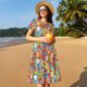 thumbnail image 4 of Easygdp Boho Cute Owls para Vestido Transpirable de Mujer, Vestido Suelto de Manga Corta con Pliegues y Bolsillos para el Verano, 4 of 6