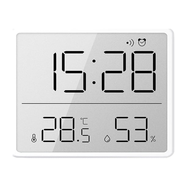 Reloj digital electrónico Pisexur para hombre con pantalla LCD delgada, se puede colgar en la pared con ventosa magnética, se puede colgar en el refrigerador, con sensor de temperatura y humedad, ele
