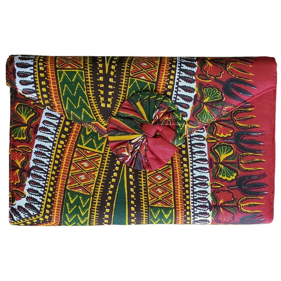 Red Dashiki African Print Clutch Purse