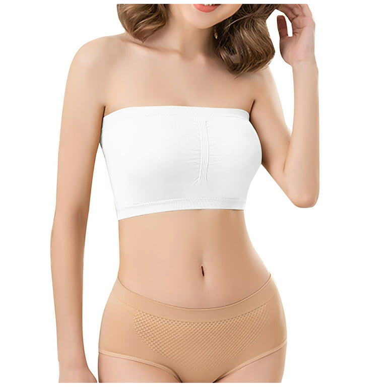 hoksml Women Plus Size Strapless Bra Stealth Bandage Brassiere Wire Free  Top Bra Everyday Underwear 2pc 