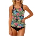thumbnail image 2 of Sakmal Tankinis Women Padded Plus Size Swimwear Tropical Red Floral Womens Swimsuits L, 2 of 5