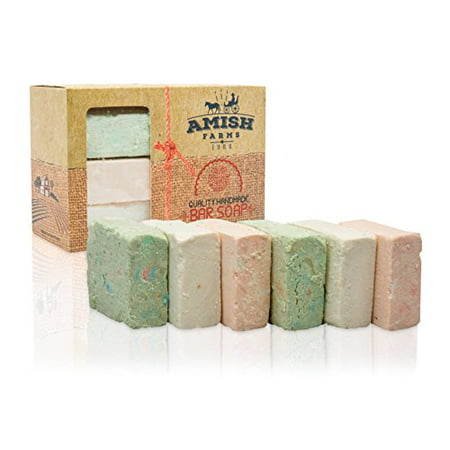 Amish Farms Handmade Bar Soap, Natural Ingredients, Cold Pressed, Carcinogen Free, 6 Ounce - 6 Pack Gift Box (6 (Best Handmade Soap Websites)