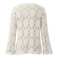 thumbnail image 5 of Cardigan For Women Crochet Lace Hollow Out Button Front V Neck Long Sleeve Knit Crop Sweater Top Lightweight Cardigans, 5 of 5
