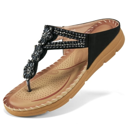 

Women s Flip Flops Comfortable Flats Sandals for Women Gladiator Bohemian Beaded Summer Shoes