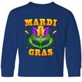 thumbnail image 3 of Inktastic Mardi Gras with Green Masquerade Mask Long Sleeve Youth T-Shirt, 3 of 5
