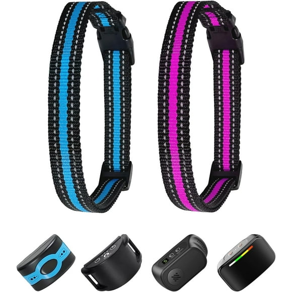 shiyou-Replacement Collar for Shock Training Bark Collar,Dog Shock Collars Replacement, Nylon Replacement Collar Strap for E Collar Wireless Dog Fence Receivers(2 Piece Blue+Rose Red)