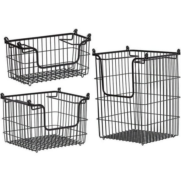 BirdRock Home 3pc Stackable Wire Storage Bins