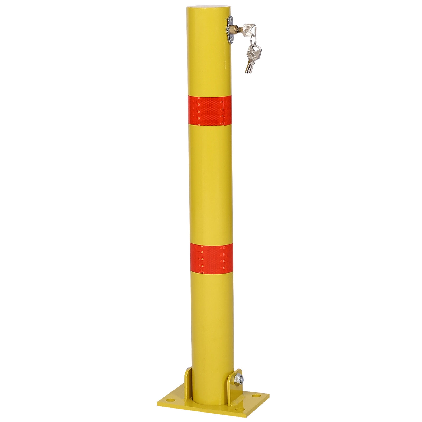 , Parking bollard,pole barrier with lock ,car parking protection posts,home garage street decor ,parking barrier Round yellow, Yellow ,Steel ,