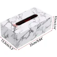 thumbnail image 3 of Elegante porta pañuelos de piel sintética, porta servilletas rectangular, dispensador de papel higiénico, porta pañuelos faciales, color blanco mármol, 3 of 7