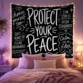 thumbnail image 2 of Protect Your Peace Lettering on Black Background, Inspirational Illustration for Mindfulness Fans, Chalkboard Style Wall Art, Back to School Gift, Tapestry Wall Hanging for Bedroom and Dorm, 2 of 7