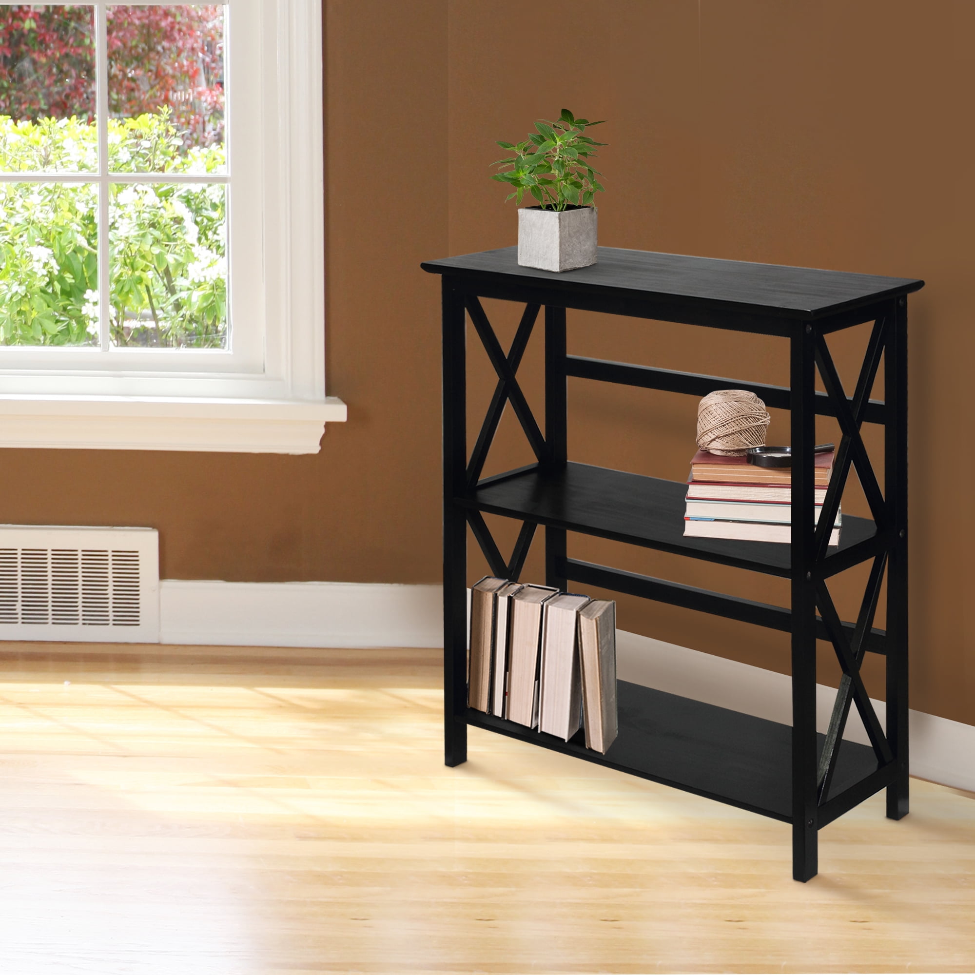 Montego 3 Shelf Bookcase Black Com