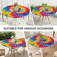 thumbnail image 7 of Colorful Rainbow Tie Dye Spiral Pattern Round Fitted Tablecloth with Elastic Edge,Dining Table Cover Waterproof,Outdoor Round Tablecloth for Camping,Dining,Indoor and Outdoor, 7 of 7