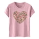 thumbnail image 2 of Primavera Top Mujeres de Moda de Cuello Redondo con Patrones de Corazón de Manga Corta Camiseta Top para Uso Diario Y de Fiesta, 2 of 5