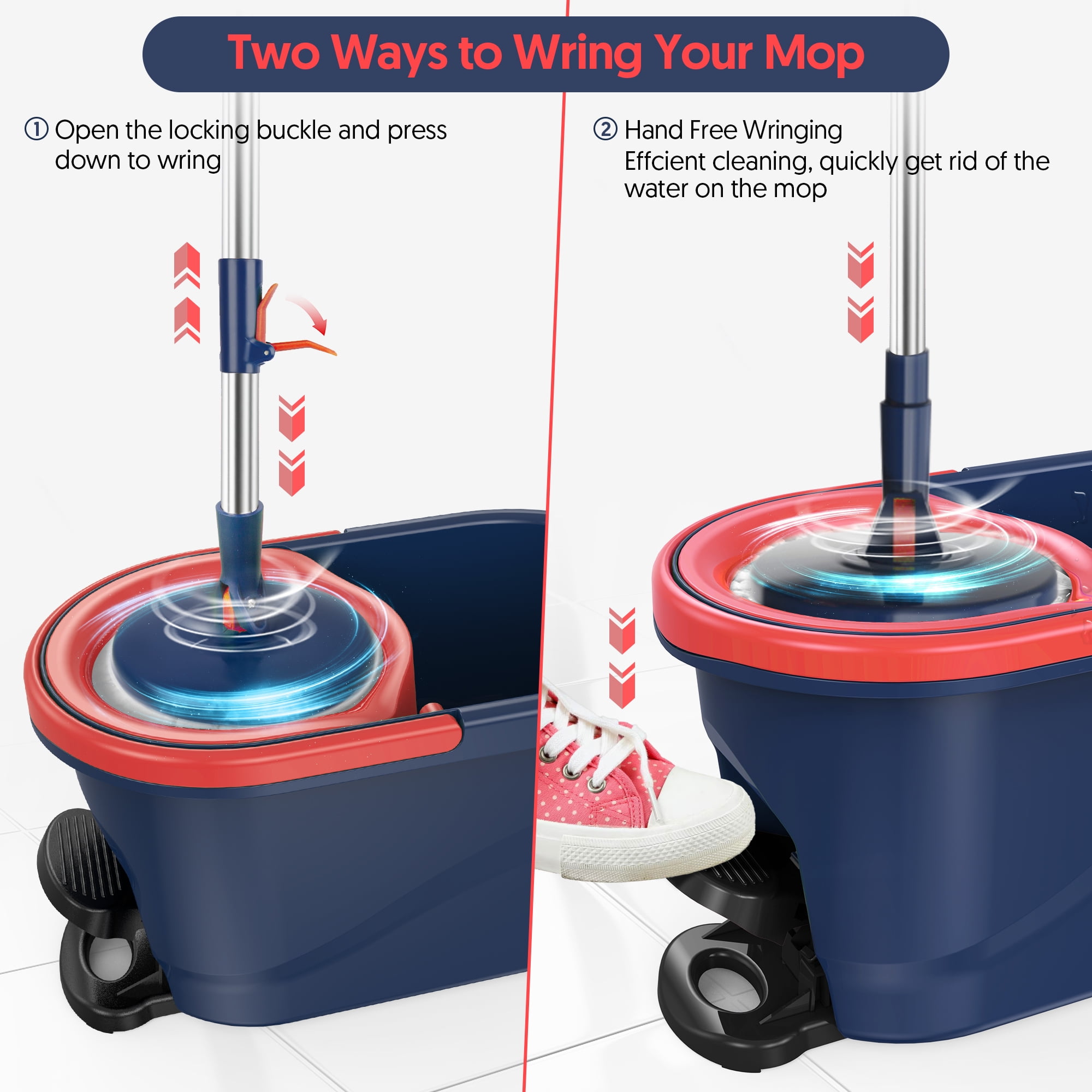 Sugarday Spin Mop and Bucket System with Wringer for Floors