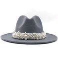 thumbnail image 1 of ¡Rebajas! Sombreros vaqueros Fdelink. Sombrero de copa para mujer, estilo británico, elegante sombrero de jazz con aro de perla y sombrero de copa, sombrero de ala ancha, sombrero de lana para mujer,, 1 of 2