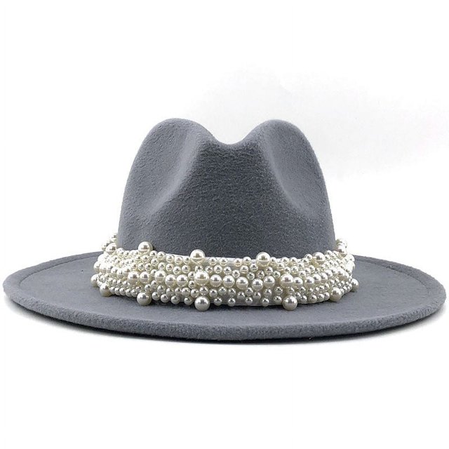 ¡Rebajas! Sombreros vaqueros Fdelink. Sombrero de copa para mujer, estilo británico, elegante sombrero de jazz con aro de perla y sombrero de copa, sombrero de ala ancha, sombrero de lana para mujer,