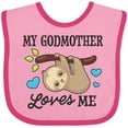 thumbnail image 3 of Inktastic My Godmother Loves Me with Sloth and Hearts Boys or Girls Baby Bib, 3 of 4
