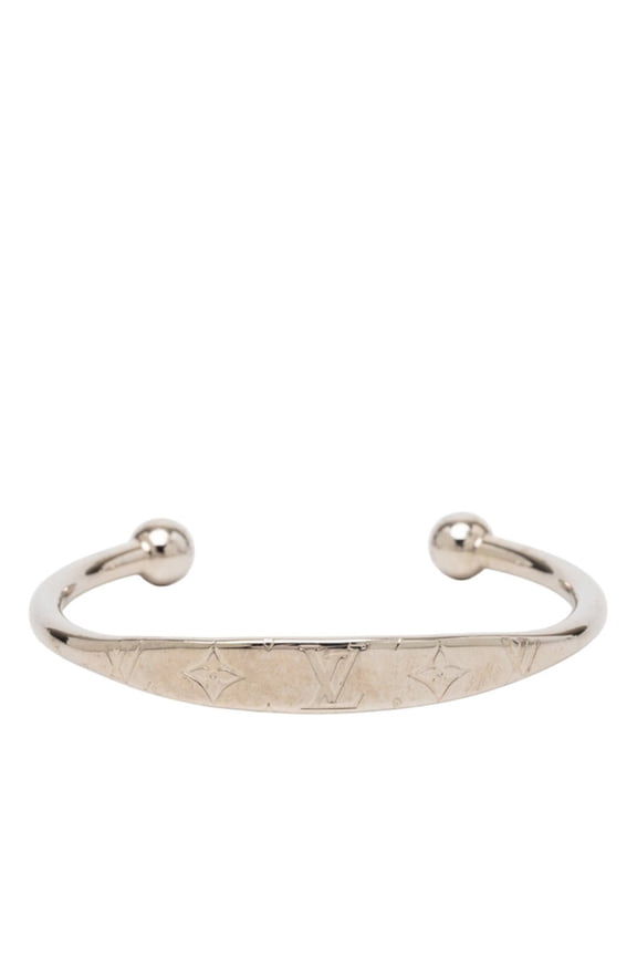 Pre-Owned Louis Vuitton Monogram Jonc Bracelet Bangle, Size: M, M64839, Silver Metal, Women's,...