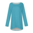 thumbnail image 4 of Knosfe Womens Tunic Tops To Wear with Leggings Crewneck Long Long Sleeve Plus Size Y2k Shirts Dressy Loose Fit Women Blouse Casual Fashion Fall Comfy Plus Size Going Out Tops Cyan 2X, 4 of 6