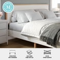 thumbnail image 3 of Martha Stewart King Size Solid Wood Platform Bed with Upholstered Base and Inset Headboard, Wood Slat Bottom, No Box Spring Needed, Light Beech/Snow, 3 of 11