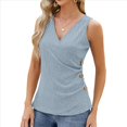 thumbnail image 1 of Camisetas Sin Mangas de Verano para Mujer, Informales, con Bordado de Ojales, Cómodas, con Diseño de Botones, Corte Entallado, Básicas. Azul XL, 1 of 10