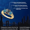 thumbnail image 2 of Gem Stone King 18K Yellow Gold Plated Silver Green Mystic Topaz and London Blue Topaz Filigree Style 3 Stone Ring for Women (2.78 Cttw, Oval 8X6MM and 6X4MM) (Size 7), 2 of 6