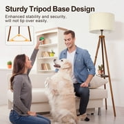 OUTON 63 Wood Tripod Floor Lamp with Shelves, Dimmable Standing Lamps with Remote Control, Modern Shelf Floor Lamp for Living Room, Bedroom, Office, LED Bulbs Included