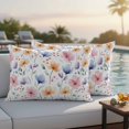 thumbnail image 2 of Outdoor Pillow Cover Pink Blue Flower Set of 2 Waterproof Throw Pillowcases Watercolor Flower Decorative Patio Furniture Pillows for Couch Garden Indoor & Outdoor Use, 2 of 9