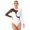 White, variant on Alvivi Womens Rhinestone Mesh Splice Ballet Dance Leotard Turtleneck Long Sleeve Gym Bodysuit Tops Navy Blue L