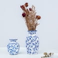 thumbnail image 6 of NOVATRAX Large Blue-White Ceramic Vase, Tall Decorative Flower Vase for Home Decor, 9.45", 6 of 9