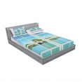 thumbnail image 3 of Ambesonne Ocean Fitted Sheet & Pillow Sham Set, Idyllic View from Window, Twin, Pink Blue, 3 of 3
