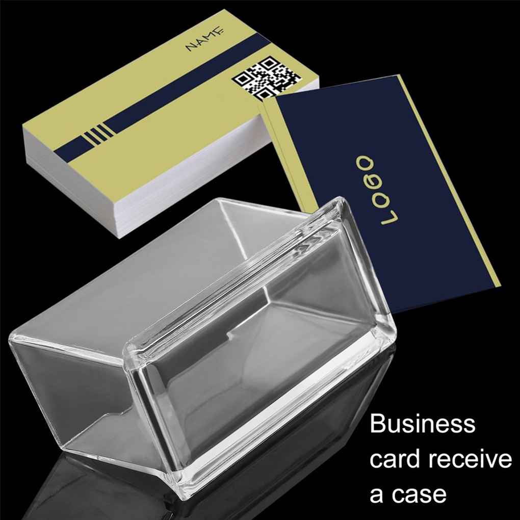 Surobayuusaku Portable Clear Business Card Holder Display Stand Desk Desktop Countertop Business Card Holder Desk Shelf Box