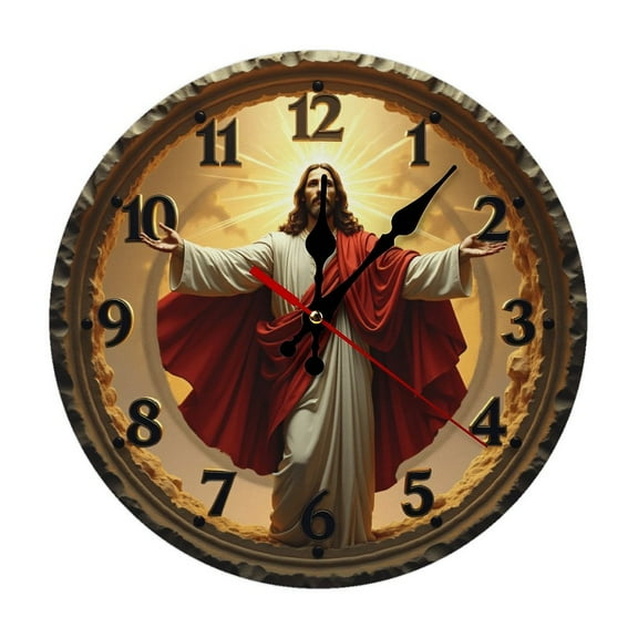 Christ Jesus Wall Clock 10 Inch Silent Non Ticking Round Clock Decoration for Living Room Kitchen Bedroom Bathroom Office Classroom