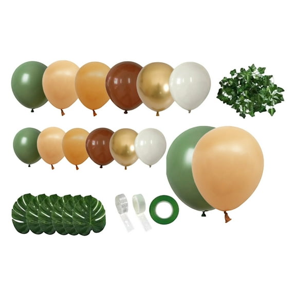 Jungle Safari Balloon Garland Kit 140 Pcs Green Gold Brown Balloons With Tropical Leaves For Birthday Party Decor