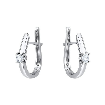 Prong Set Diamond Huggie Earrings in 14K White Gold (1/5 cttw, G-H, I2-I3)